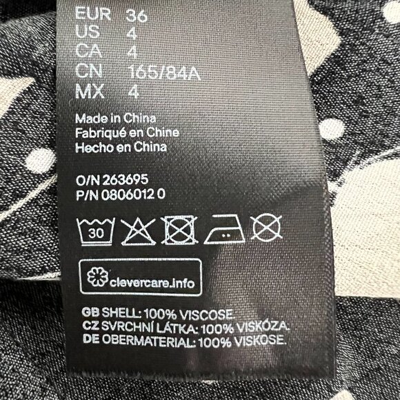 H&M Womens Multicolor Floral Long Sleeve Cinch Waist V-Neck Blouse Top Size 4 - Picture 10 of 10